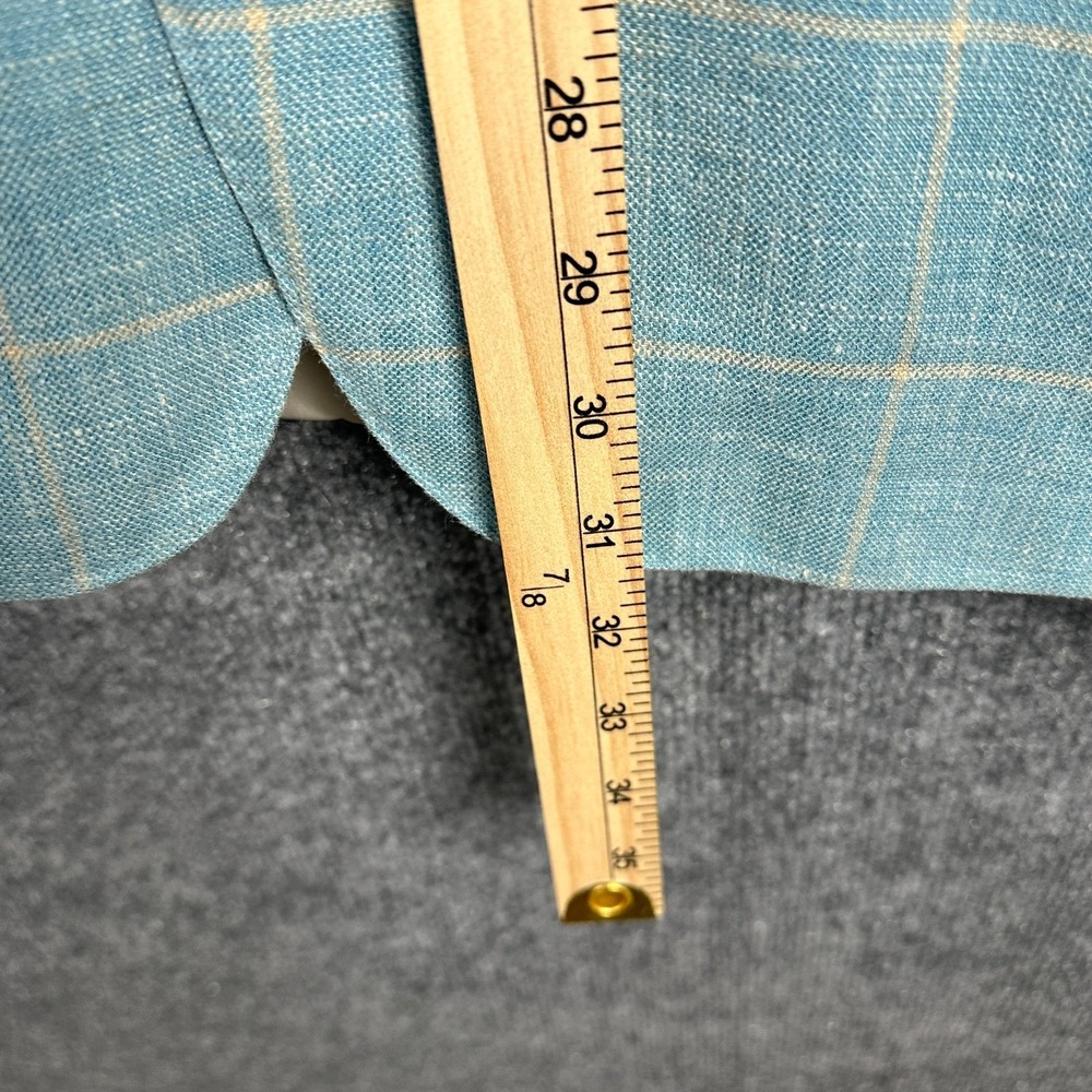 Ben Silver Charleston Mens 43R Silk Linen Wool Blue Plaid Sport Coat Canada - Picture 10 of 14